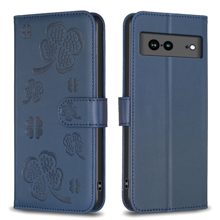 Four-leaf Embossed Leather Phone Case, For Google Pixel 11 / 11 Pro, For Google Pixel 8a, For Google Pixel 8 Pro, For Google Pixel 8, For Google Pixel 7a, For Google Pixel 7 Pro, For Google Pixel 7
