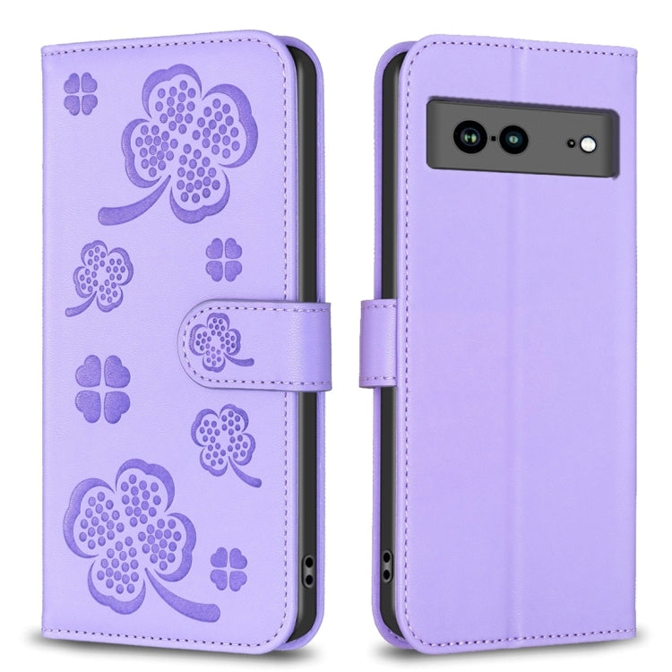 Four-leaf Embossed Leather Phone Case, For Google Pixel 11 / 11 Pro, For Google Pixel 8a, For Google Pixel 8 Pro, For Google Pixel 8, For Google Pixel 7a, For Google Pixel 7 Pro, For Google Pixel 7