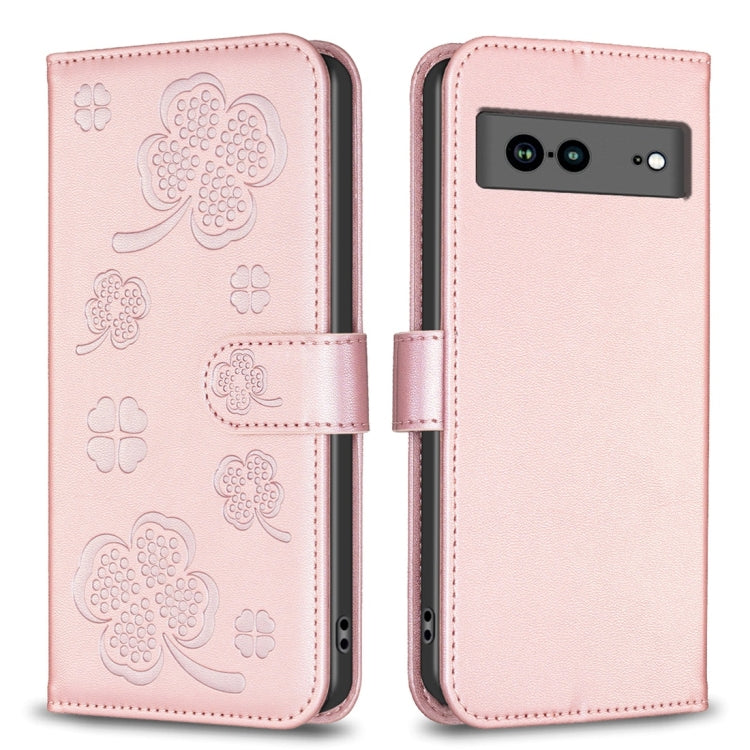 Four-leaf Embossed Leather Phone Case, For Google Pixel 11 / 11 Pro, For Google Pixel 8a, For Google Pixel 8 Pro, For Google Pixel 8, For Google Pixel 7a, For Google Pixel 7 Pro, For Google Pixel 7