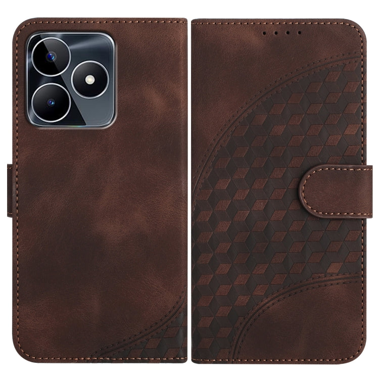 Elephant Head Embossed Phone Leather Case with Lanyard, For Realme GT 6 / GT 6T, For Realme C63 / C61 Global, For Realme 12 5G Global, For Realme 12+ 5G Global, For Realme 12 Pro 5G Global/12 Pro+ 5G Global, For Realme GT5 Pro, For Realme C53/Narzo N53...