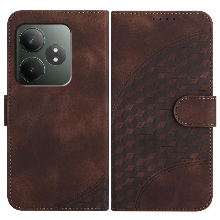 Elephant Head Embossed Phone Leather Case with Lanyard, For Realme GT 6 / GT 6T, For Realme C63 / C61 Global, For Realme 12 5G Global, For Realme 12+ 5G Global, For Realme 12 Pro 5G Global/12 Pro+ 5G Global, For Realme GT5 Pro, For Realme C53/Narzo N53...