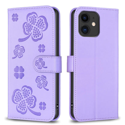 Four-leaf Embossed Leather Phone Case