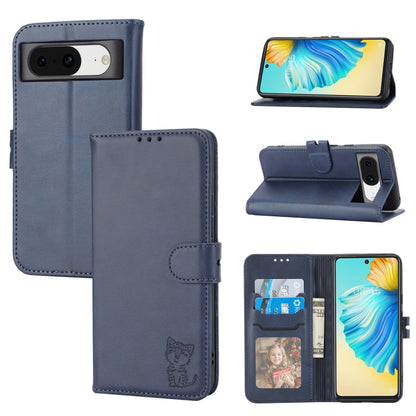 Embossed Happy Cat Pattern Flip Leather Phone Case, For Google Pixel 11 Pro XL, For Google Pixel 11 / 11 Pro, For Google Pixel 10 Pro XL, For Google Pixel 10 / 10 Pro, For Google Pixel 9a, For Google Pixel 9 Pro, For Google Pixel 9, For Google Pixel 8a...