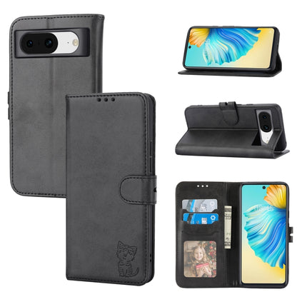 Embossed Happy Cat Pattern Flip Leather Phone Case, For Google Pixel 11 Pro XL, For Google Pixel 11 / 11 Pro, For Google Pixel 10 Pro XL, For Google Pixel 10 / 10 Pro, For Google Pixel 9a, For Google Pixel 9 Pro, For Google Pixel 9, For Google Pixel 8a...