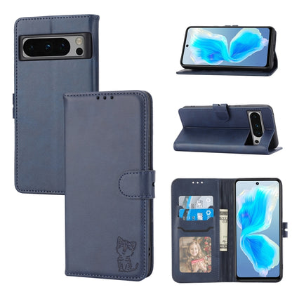 Embossed Happy Cat Pattern Flip Leather Phone Case, For Google Pixel 11 Pro XL, For Google Pixel 11 / 11 Pro, For Google Pixel 10 Pro XL, For Google Pixel 10 / 10 Pro, For Google Pixel 9a, For Google Pixel 9 Pro, For Google Pixel 9, For Google Pixel 8a...