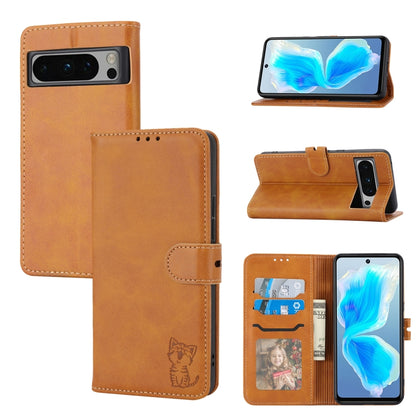 Embossed Happy Cat Pattern Flip Leather Phone Case, For Google Pixel 11 Pro XL, For Google Pixel 11 / 11 Pro, For Google Pixel 10 Pro XL, For Google Pixel 10 / 10 Pro, For Google Pixel 9a, For Google Pixel 9 Pro, For Google Pixel 9, For Google Pixel 8a...