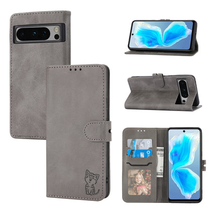 Embossed Happy Cat Pattern Flip Leather Phone Case, For Google Pixel 11 Pro XL, For Google Pixel 11 / 11 Pro, For Google Pixel 10 Pro XL, For Google Pixel 10 / 10 Pro, For Google Pixel 9a, For Google Pixel 9 Pro, For Google Pixel 9, For Google Pixel 8a...
