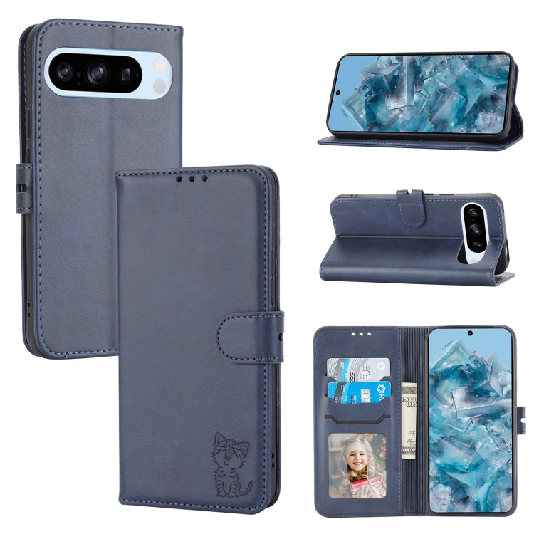 Embossed Happy Cat Pattern Flip Leather Phone Case, For Google Pixel 11 Pro XL, For Google Pixel 11 / 11 Pro, For Google Pixel 10 Pro XL, For Google Pixel 10 / 10 Pro, For Google Pixel 9a, For Google Pixel 9 Pro, For Google Pixel 9, For Google Pixel 8a...