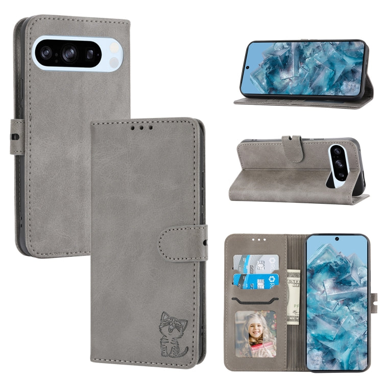 Embossed Happy Cat Pattern Flip Leather Phone Case, For Google Pixel 11 Pro XL, For Google Pixel 11 / 11 Pro, For Google Pixel 10 Pro XL, For Google Pixel 10 / 10 Pro, For Google Pixel 9a, For Google Pixel 9 Pro, For Google Pixel 9, For Google Pixel 8a...