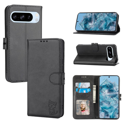 Embossed Happy Cat Pattern Flip Leather Phone Case, For Google Pixel 11 Pro XL, For Google Pixel 11 / 11 Pro, For Google Pixel 10 Pro XL, For Google Pixel 10 / 10 Pro, For Google Pixel 9a, For Google Pixel 9 Pro, For Google Pixel 9, For Google Pixel 8a...