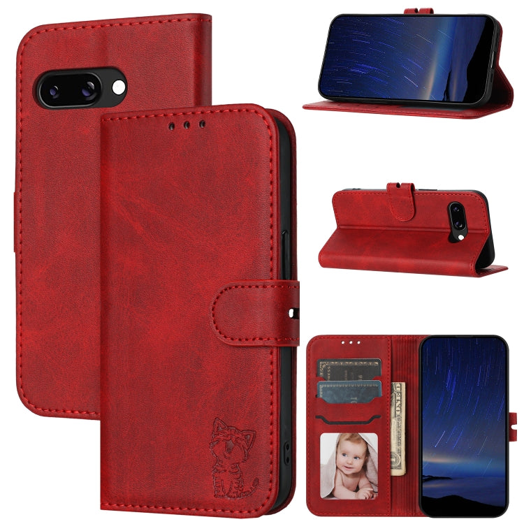 Embossed Happy Cat Pattern Flip Leather Phone Case, For Google Pixel 11 Pro XL, For Google Pixel 11 / 11 Pro, For Google Pixel 10 Pro XL, For Google Pixel 10 / 10 Pro, For Google Pixel 9a, For Google Pixel 9 Pro, For Google Pixel 9, For Google Pixel 8a...
