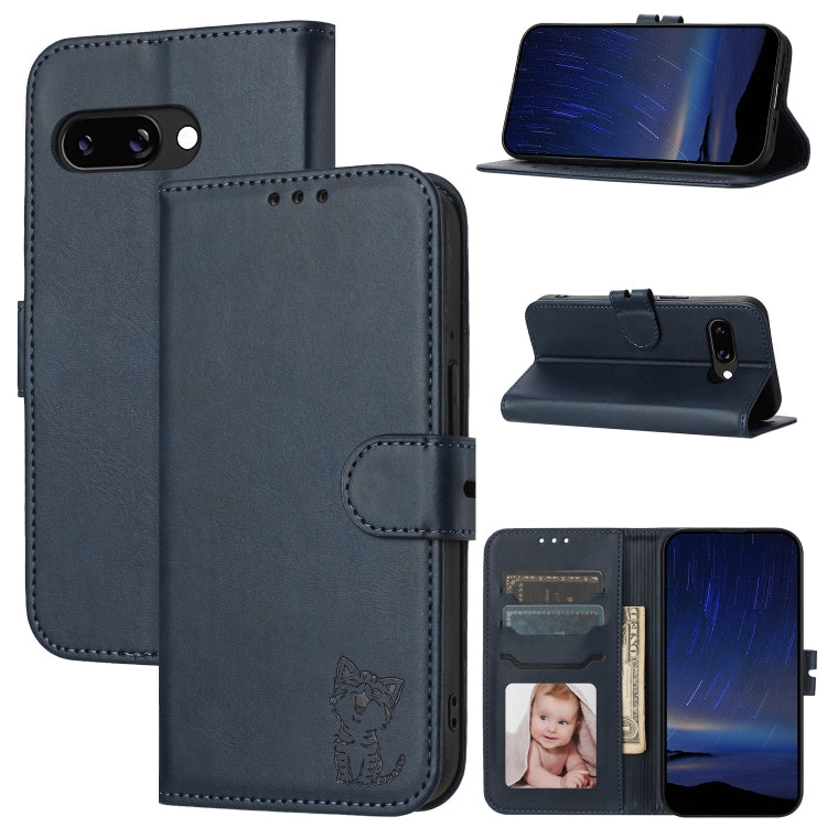 Embossed Happy Cat Pattern Flip Leather Phone Case, For Google Pixel 11 Pro XL, For Google Pixel 11 / 11 Pro, For Google Pixel 10 Pro XL, For Google Pixel 10 / 10 Pro, For Google Pixel 9a, For Google Pixel 9 Pro, For Google Pixel 9, For Google Pixel 8a...
