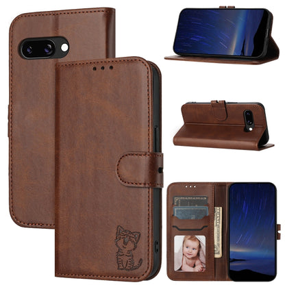 Embossed Happy Cat Pattern Flip Leather Phone Case, For Google Pixel 11 Pro XL, For Google Pixel 11 / 11 Pro, For Google Pixel 10 Pro XL, For Google Pixel 10 / 10 Pro, For Google Pixel 9a, For Google Pixel 9 Pro, For Google Pixel 9, For Google Pixel 8a...
