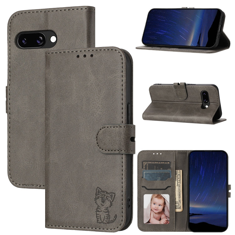 Embossed Happy Cat Pattern Flip Leather Phone Case, For Google Pixel 11 Pro XL, For Google Pixel 11 / 11 Pro, For Google Pixel 10 Pro XL, For Google Pixel 10 / 10 Pro, For Google Pixel 9a, For Google Pixel 9 Pro, For Google Pixel 9, For Google Pixel 8a...