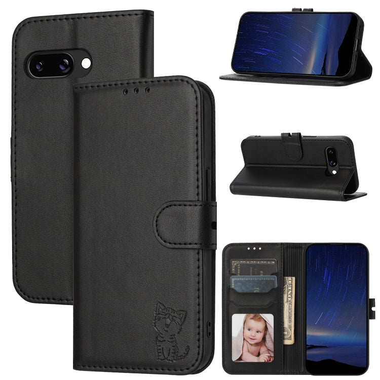 Embossed Happy Cat Pattern Flip Leather Phone Case, For Google Pixel 11 Pro XL, For Google Pixel 11 / 11 Pro, For Google Pixel 10 Pro XL, For Google Pixel 10 / 10 Pro, For Google Pixel 9a, For Google Pixel 9 Pro, For Google Pixel 9, For Google Pixel 8a...