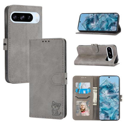 Embossed Happy Cat Pattern Flip Leather Phone Case, For Google Pixel 11 Pro XL, For Google Pixel 11 / 11 Pro, For Google Pixel 10 Pro XL, For Google Pixel 10 / 10 Pro, For Google Pixel 9a, For Google Pixel 9 Pro, For Google Pixel 9, For Google Pixel 8a...