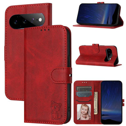Embossed Happy Cat Pattern Flip Leather Phone Case, For Google Pixel 11 Pro XL, For Google Pixel 11 / 11 Pro, For Google Pixel 10 Pro XL, For Google Pixel 10 / 10 Pro, For Google Pixel 9a, For Google Pixel 9 Pro, For Google Pixel 9, For Google Pixel 8a...