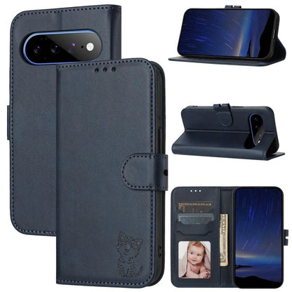Embossed Happy Cat Pattern Flip Leather Phone Case, For Google Pixel 11 Pro XL, For Google Pixel 11 / 11 Pro, For Google Pixel 10 Pro XL, For Google Pixel 10 / 10 Pro, For Google Pixel 9a, For Google Pixel 9 Pro, For Google Pixel 9, For Google Pixel 8a...
