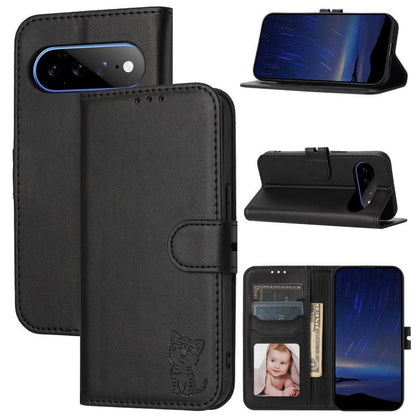 Embossed Happy Cat Pattern Flip Leather Phone Case, For Google Pixel 11 Pro XL, For Google Pixel 11 / 11 Pro, For Google Pixel 10 Pro XL, For Google Pixel 10 / 10 Pro, For Google Pixel 9a, For Google Pixel 9 Pro, For Google Pixel 9, For Google Pixel 8a...