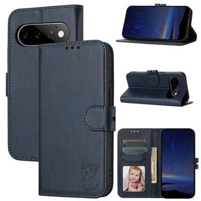 Embossed Happy Cat Pattern Flip Leather Phone Case, For Google Pixel 11 Pro XL, For Google Pixel 11 / 11 Pro, For Google Pixel 10 Pro XL, For Google Pixel 10 / 10 Pro, For Google Pixel 9a, For Google Pixel 9 Pro, For Google Pixel 9, For Google Pixel 8a...