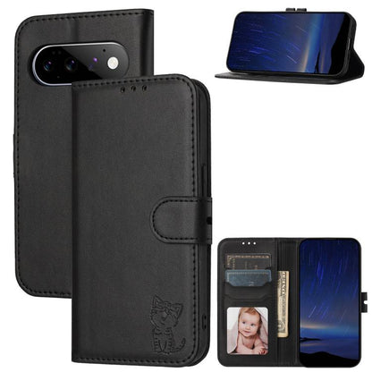 Embossed Happy Cat Pattern Flip Leather Phone Case, For Google Pixel 11 Pro XL, For Google Pixel 11 / 11 Pro, For Google Pixel 10 Pro XL, For Google Pixel 10 / 10 Pro, For Google Pixel 9a, For Google Pixel 9 Pro, For Google Pixel 9, For Google Pixel 8a...