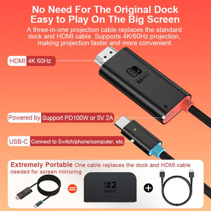 USB-C / Type-C to HDMI HD Adapter Cable, Length: 1.8m, 4K 30Hz, 4K 60Hz
