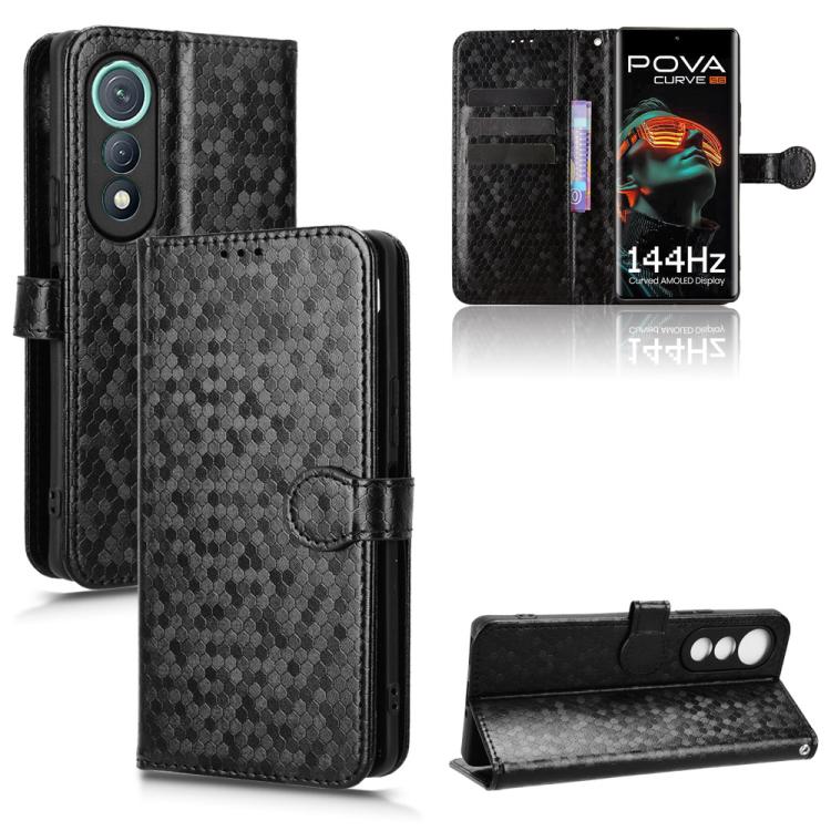 Honeycomb Dot Texture Leather Phone Case, For Tecno Pova 8 5G, For Tecno Spark 50 5G, For Tecno Pova Curve 2 5G, For Tecno Spark 50 4G, For Tecno Camon 50 Pro 4G, For Tecno Camon 50 4G, For Tenco Spark Go 3, For Tenco Spark Slim 4G / Pova Slim 5G      ...