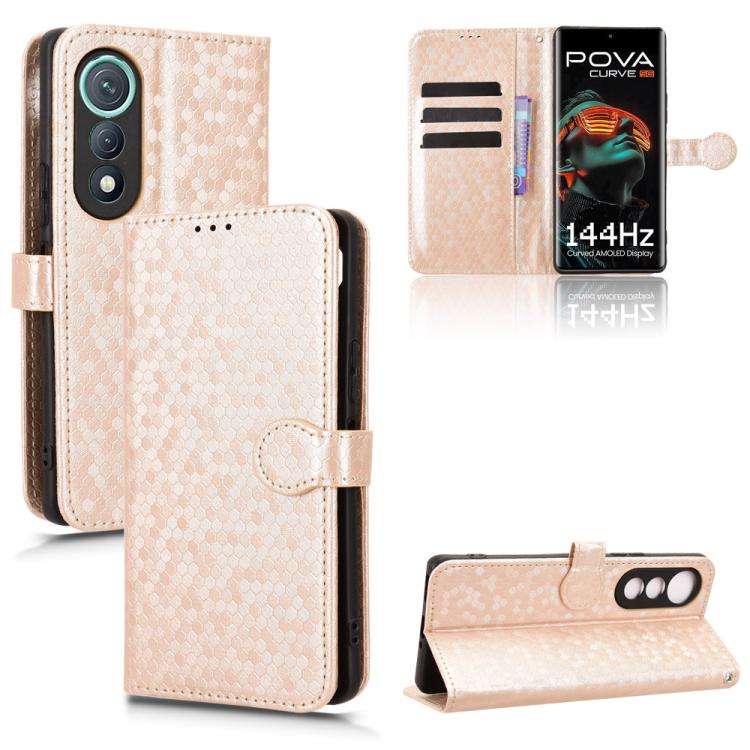 Honeycomb Dot Texture Leather Phone Case, For Tecno Pova 8 5G, For Tecno Spark 50 5G, For Tecno Pova Curve 2 5G, For Tecno Spark 50 4G, For Tecno Camon 50 Pro 4G, For Tecno Camon 50 4G, For Tenco Spark Go 3, For Tenco Spark Slim 4G / Pova Slim 5G      ...