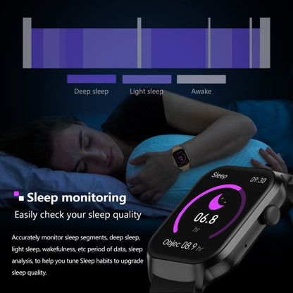 Montre Intelligente avec Appel Bluetooth et Bracelet en Acier à Trois Maillons de 2,01 pouces, Prise en Charge de la Surveillance de la Fréquence Cardiaque / Glycémie Non Invasive, Bracelet en Acier à Trois Maillons Noir