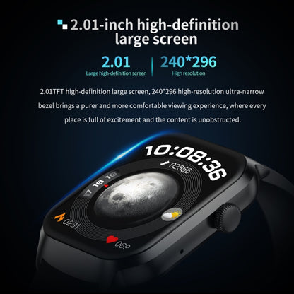 Montre Intelligente avec Appel Bluetooth et Bracelet en Acier à Trois Maillons de 2,01 pouces, Prise en Charge de la Surveillance de la Fréquence Cardiaque / Glycémie Non Invasive, Bracelet en Acier à Trois Maillons Noir