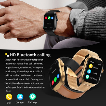 Montre Intelligente avec Appel Bluetooth et Bracelet en Acier à Trois Maillons de 2,01 pouces, Prise en Charge de la Surveillance de la Fréquence Cardiaque / Glycémie Non Invasive, Bracelet en Acier à Trois Maillons Noir