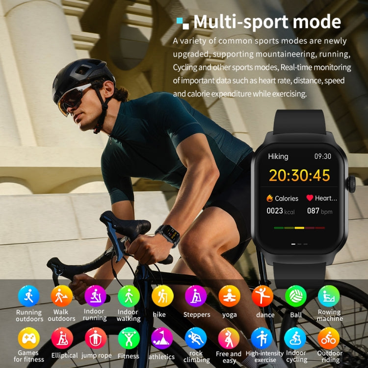 Montre Intelligente avec Appel Bluetooth et Bracelet en Acier à Trois Maillons de 2,01 pouces, Prise en Charge de la Surveillance de la Fréquence Cardiaque / Glycémie Non Invasive, Bracelet en Acier à Trois Maillons Noir