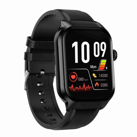 Montre connectée à appel Bluetooth avec bracelet en cuir de 2,01 pouces, prise en charge de la surveillance de la fréquence cardiaque / de la glycémie non invasive, bracelet en cuir noir, bracelet en cuir marron