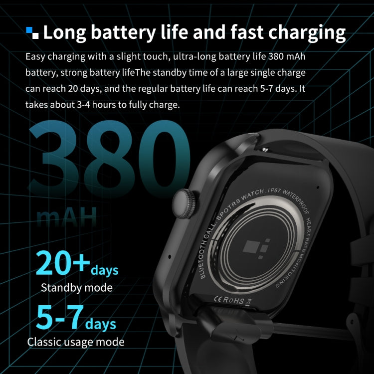 2.01 inch Silicone Strap Bluetooth Call Smart Watch Support Heart Rate Monitoring / Non-invasive Blood Sugar, Silicone Strap Black, Silicone Strap Light Yellow