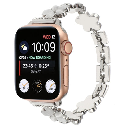 5-petaled Flower Zinc Alloy Chain Watch Band, For Apple Watch SE 2023 44mm, For Apple Watch SE 2023 40mm, For Apple Watch Ultra 2 49mm, For Apple Watch Series 9 45mm, For Apple Watch Series 9 41mm, For Apple Watch Ultra 49mm, For Apple Watch Series 8 4...