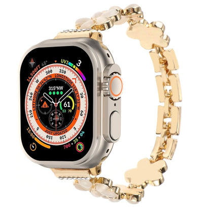 5-petaled Flower Zinc Alloy Chain Watch Band, For Apple Watch SE 2023 44mm, For Apple Watch SE 2023 40mm, For Apple Watch Ultra 2 49mm, For Apple Watch Series 9 45mm, For Apple Watch Series 9 41mm, For Apple Watch Ultra 49mm, For Apple Watch Series 8 4...