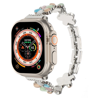 5-petaled Flower Zinc Alloy Chain Watch Band, For Apple Watch SE 2023 44mm, For Apple Watch SE 2023 40mm, For Apple Watch Ultra 2 49mm, For Apple Watch Series 9 45mm, For Apple Watch Series 9 41mm, For Apple Watch Ultra 49mm, For Apple Watch Series 8 4...