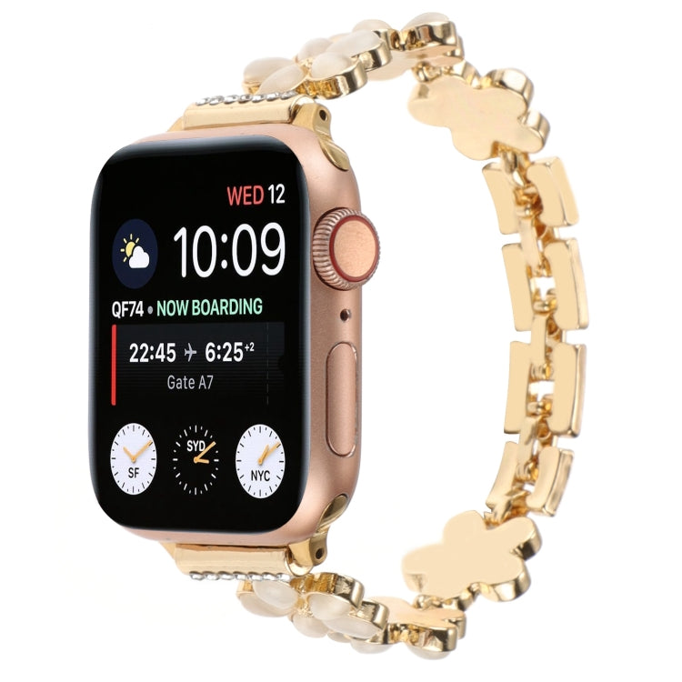 5-petaled Flower Zinc Alloy Chain Watch Band, For Apple Watch SE 2023 44mm, For Apple Watch SE 2023 40mm, For Apple Watch Ultra 2 49mm, For Apple Watch Series 9 45mm, For Apple Watch Series 9 41mm, For Apple Watch Ultra 49mm, For Apple Watch Series 8 4...