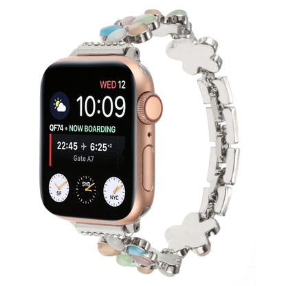 5-petaled Flower Zinc Alloy Chain Watch Band, For Apple Watch SE 2023 44mm, For Apple Watch SE 2023 40mm, For Apple Watch Ultra 2 49mm, For Apple Watch Series 9 45mm, For Apple Watch Series 9 41mm, For Apple Watch Ultra 49mm, For Apple Watch Series 8 4...