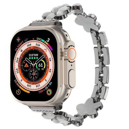 5-petaled Flower Zinc Alloy Chain Watch Band, For Apple Watch SE 2023 44mm, For Apple Watch SE 2023 40mm, For Apple Watch Ultra 2 49mm, For Apple Watch Series 9 45mm, For Apple Watch Series 9 41mm, For Apple Watch Ultra 49mm, For Apple Watch Series 8 4...