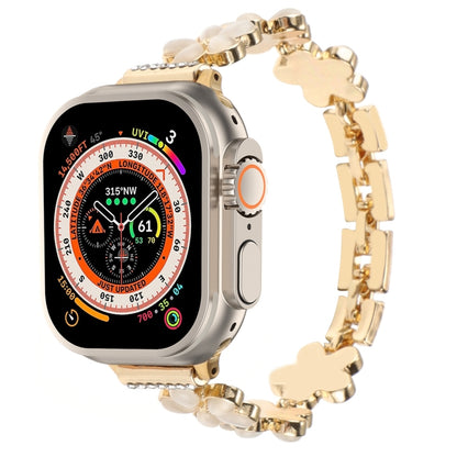 5-petaled Flower Zinc Alloy Chain Watch Band, For Apple Watch SE 2023 44mm, For Apple Watch SE 2023 40mm, For Apple Watch Ultra 2 49mm, For Apple Watch Series 9 45mm, For Apple Watch Series 9 41mm, For Apple Watch Ultra 49mm, For Apple Watch Series 8 4...
