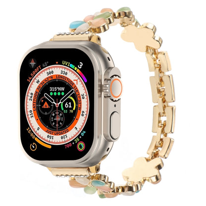 5-petaled Flower Zinc Alloy Chain Watch Band, For Apple Watch SE 2023 44mm, For Apple Watch SE 2023 40mm, For Apple Watch Ultra 2 49mm, For Apple Watch Series 9 45mm, For Apple Watch Series 9 41mm, For Apple Watch Ultra 49mm, For Apple Watch Series 8 4...