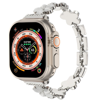 5-petaled Flower Zinc Alloy Chain Watch Band, For Apple Watch SE 2023 44mm, For Apple Watch SE 2023 40mm, For Apple Watch Ultra 2 49mm, For Apple Watch Series 9 45mm, For Apple Watch Series 9 41mm, For Apple Watch Ultra 49mm, For Apple Watch Series 8 4...