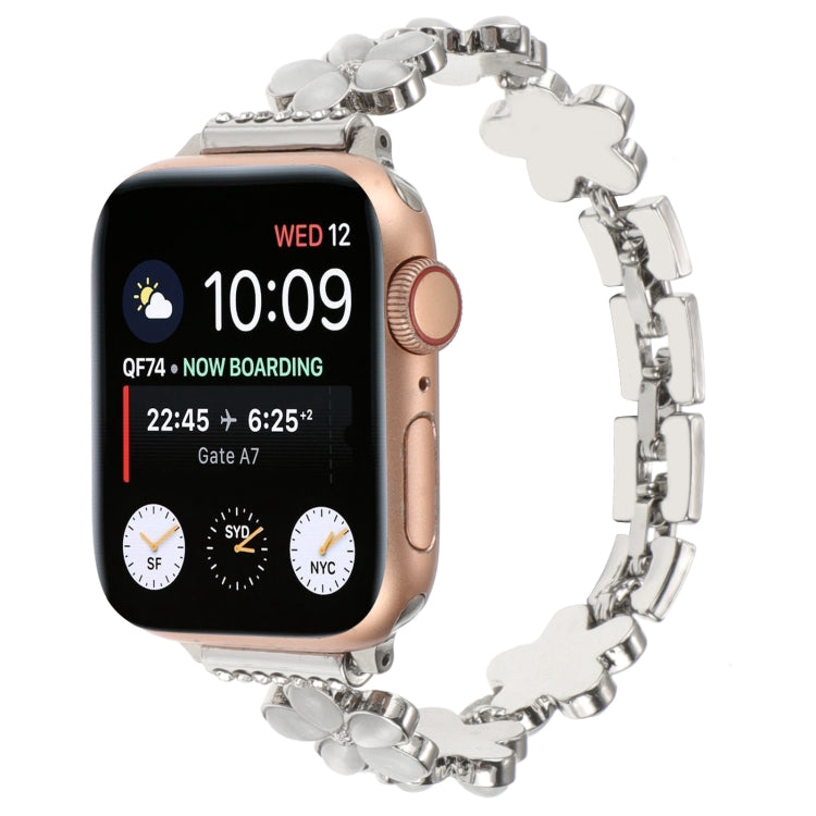 5-petaled Flower Zinc Alloy Chain Watch Band, For Apple Watch SE 2023 44mm, For Apple Watch SE 2023 40mm, For Apple Watch Ultra 2 49mm, For Apple Watch Series 9 45mm, For Apple Watch Series 9 41mm, For Apple Watch Ultra 49mm, For Apple Watch Series 8 4...