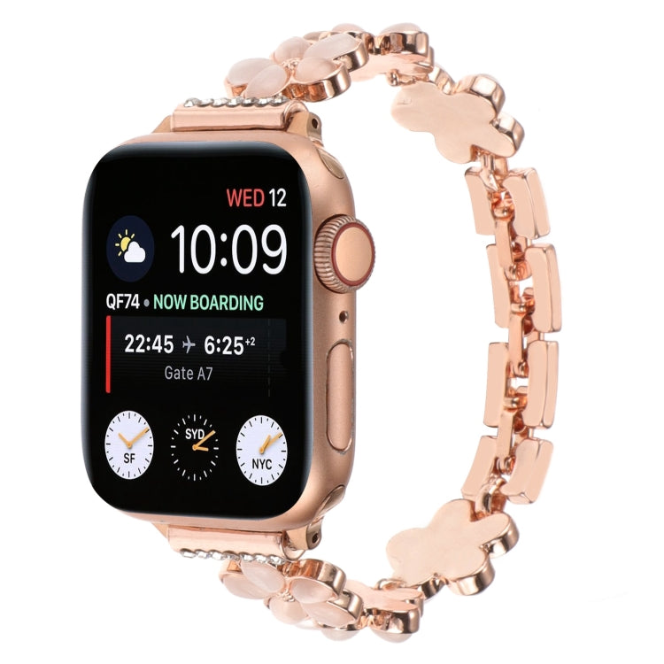 5-petaled Flower Zinc Alloy Chain Watch Band, For Apple Watch SE 44mm, For Apple Watch Series 6 40mm, For Apple Watch Series 6 44mm, For Apple Watch Series 5 44mm, For Apple Watch Series 5 40mm, For Apple Watch Series 4 44mm, For Apple Watch Series 4 4...