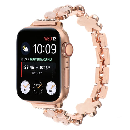 5-petaled Flower Zinc Alloy Chain Watch Band, For Apple Watch SE 44mm, For Apple Watch Series 6 40mm, For Apple Watch Series 6 44mm, For Apple Watch Series 5 44mm, For Apple Watch Series 5 40mm, For Apple Watch Series 4 44mm, For Apple Watch Series 4 4...