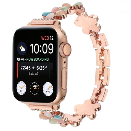 5-petaled Flower Zinc Alloy Chain Watch Band, For Apple Watch SE 44mm, For Apple Watch Series 6 40mm, For Apple Watch Series 6 44mm, For Apple Watch Series 5 44mm, For Apple Watch Series 5 40mm, For Apple Watch Series 4 44mm, For Apple Watch Series 4 4...