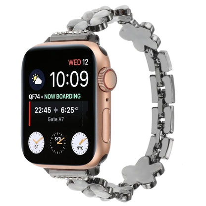 5-petaled Flower Zinc Alloy Chain Watch Band, For Apple Watch SE 44mm, For Apple Watch Series 6 40mm, For Apple Watch Series 6 44mm, For Apple Watch Series 5 44mm, For Apple Watch Series 5 40mm, For Apple Watch Series 4 44mm, For Apple Watch Series 4 4...