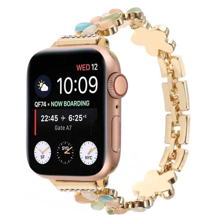5-petaled Flower Zinc Alloy Chain Watch Band, For Apple Watch SE 44mm, For Apple Watch Series 6 40mm, For Apple Watch Series 6 44mm, For Apple Watch Series 5 44mm, For Apple Watch Series 5 40mm, For Apple Watch Series 4 44mm, For Apple Watch Series 4 4...
