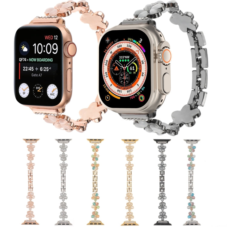 5-petaled Flower Zinc Alloy Chain Watch Band, For Apple Watch SE 44mm, For Apple Watch Series 6 40mm, For Apple Watch Series 6 44mm, For Apple Watch Series 5 44mm, For Apple Watch Series 5 40mm, For Apple Watch Series 4 44mm, For Apple Watch Series 4 4...